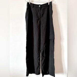 H&M NWT Black Wide Leg Cargo Pants 6